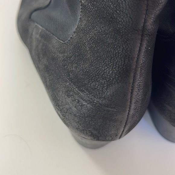 Eileen Fisher Knack Ankle Booties Boots in Black Nubuck Leather Pull On Size 8 - Picture 10 of 13